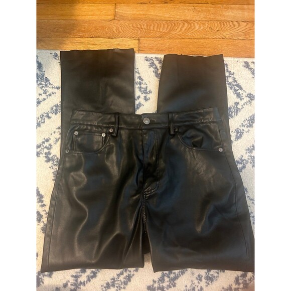 Black Faux Leather Straigt Leg Zara Pants - Picture 1 of 4